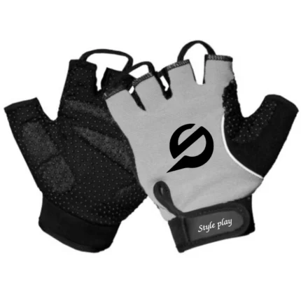 GREY FITNESS GLOVES BRAC with padded palms and adjustable straps