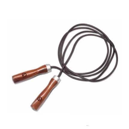 Jumping Rope Leather with wooden handles designed for speed, agility, and endurance workouts for fitness.