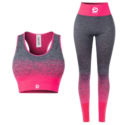 Legging Set Diva in grey and pink with high-waisted leggings