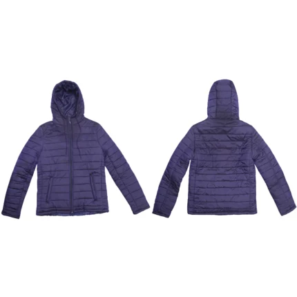 Nylon puffer hood jacket with lightweight insulation wind resistance and modern fit ideal for winter layering and cold-weather wear.