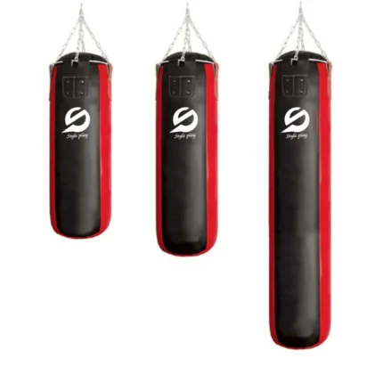 Unfilled leather punching bag for boxing and MMA hanging in gym