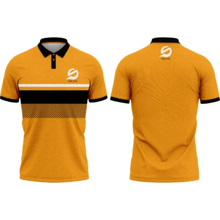 POLO SHIRT SUBLIMATION ORANGE featuring vibrant full-color print on breathable fabric with a modern fit for sports and casual wear.