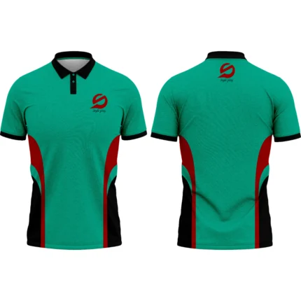 POLO SHIRT SUBLIMATION GREEN with bright full-color print moisture-wicking fabric and a tailored fit ideal for sports and casual outfits.