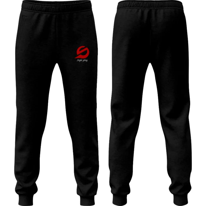Black fleece trouser with soft fabric and relaxed fit designed for warmth comfort and casual everyday or workout wear.