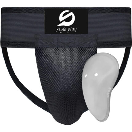 Professional Red & White PU Leather Groin Guard for Men