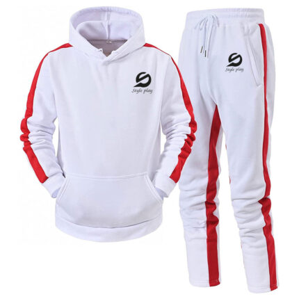 Men's White Colorblock Hoodie & Jogger
